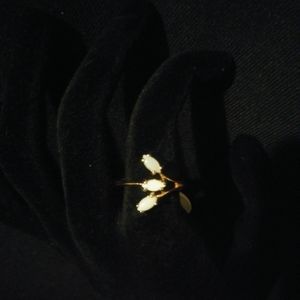 Ring real opal 18k gold plated